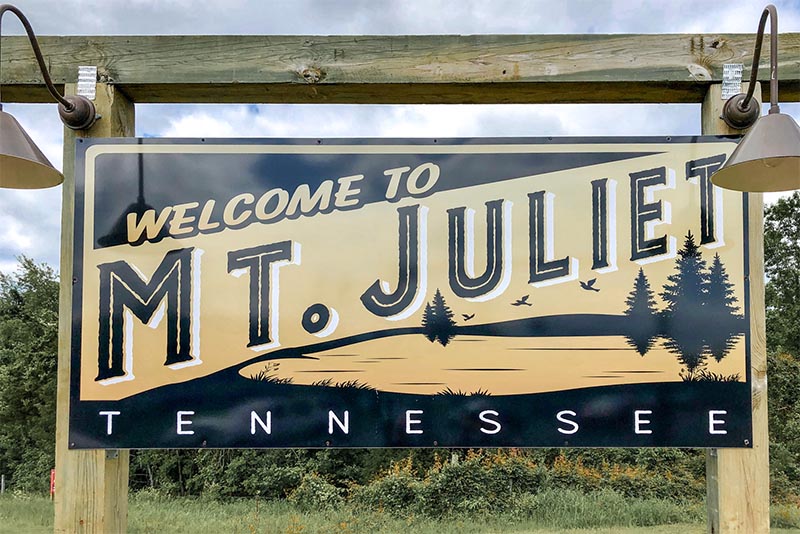 Welcome to Mt. Juliet Tennessee Town Sign